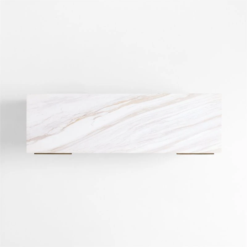 Batten 61.5" Natural Oak Wood Desk with White Marble Top and Panel Set with 6 Reversible Shelves