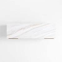 Batten 61.5" Natural Oak Wood Desk with White Marble Top and Panel Set with 6 Reversible Shelves