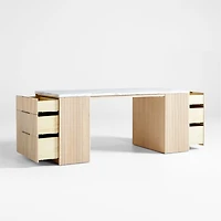 Batten 84" Natural Oak Wood Kitchen Island with Storage