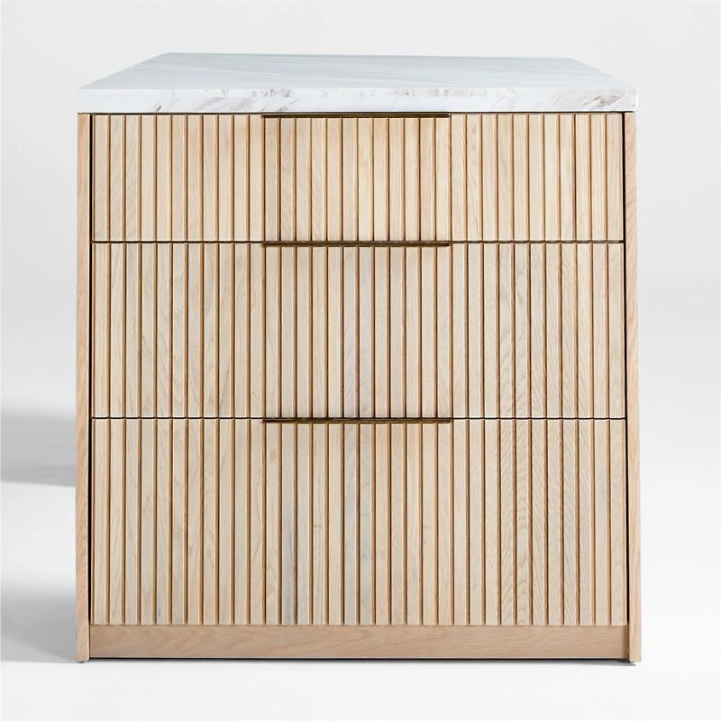 Batten 84" Natural Oak Wood Kitchen Island with Storage