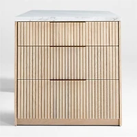 Batten 84" Natural Oak Wood Kitchen Island with Storage