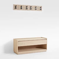 Batten White Oak Storage Bench and 2 Wall-Mounted Coat Racks