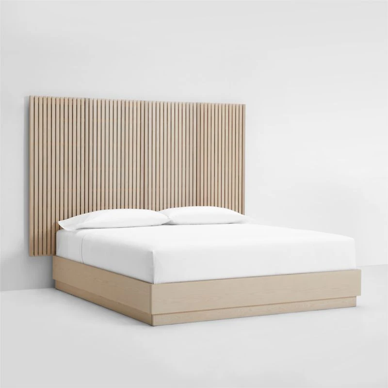 Batten White Oak King Plinth-Base Bed