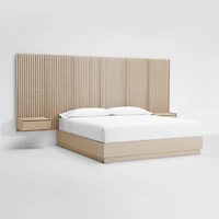 Batten White Oak King Plinth-Base Bed and Nightstands