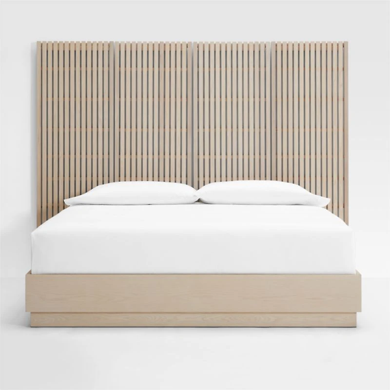 Batten White Oak King Plinth-Base Storage Bed