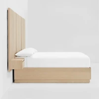 Batten White Oak King Plinth-Base Storage Bed and Nightstands