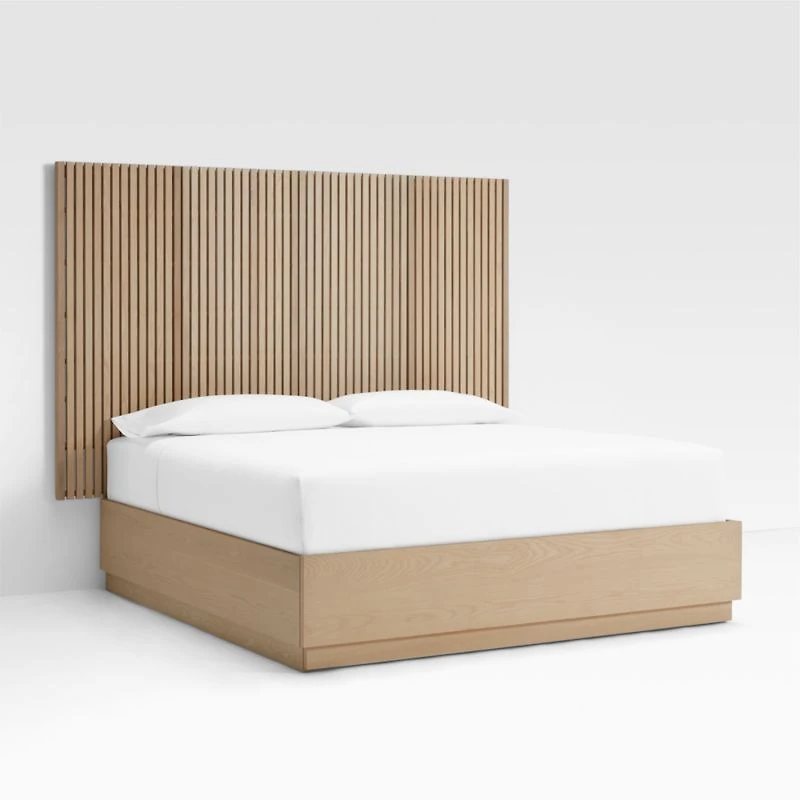 Batten White Oak King Plinth-Base Storage Bed