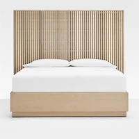 Batten White Oak Queen Plinth-Base Storage Bed