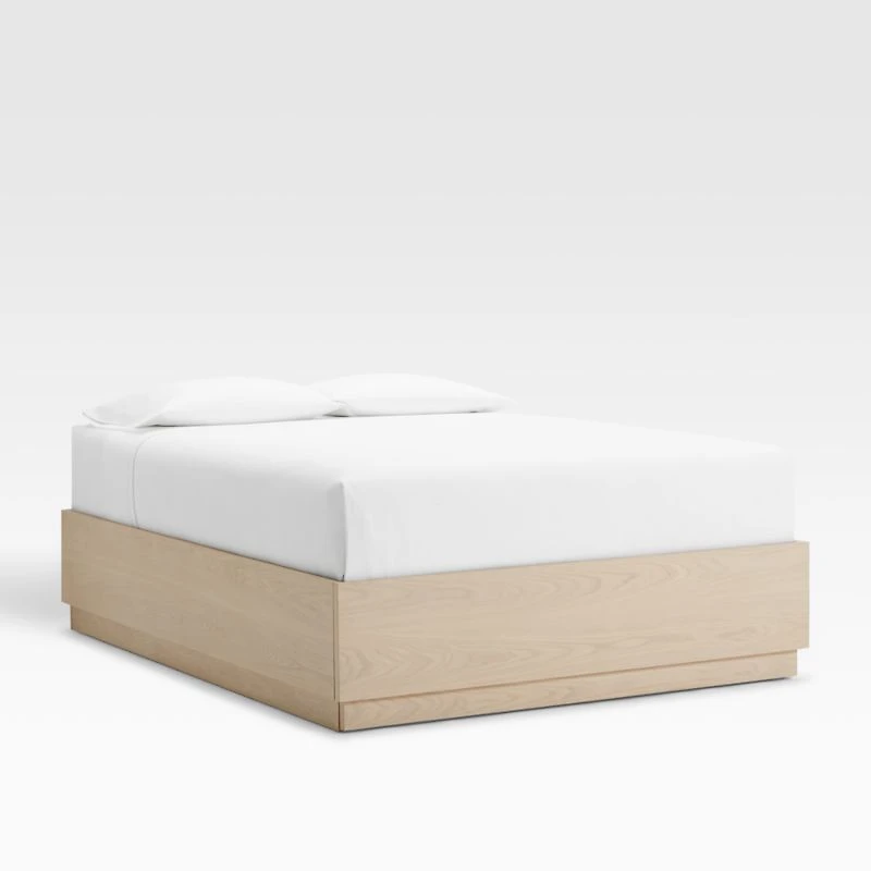Batten White Oak Queen Storage Bed Plinth-Base