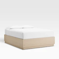Batten White Oak Queen Storage Bed Plinth-Base