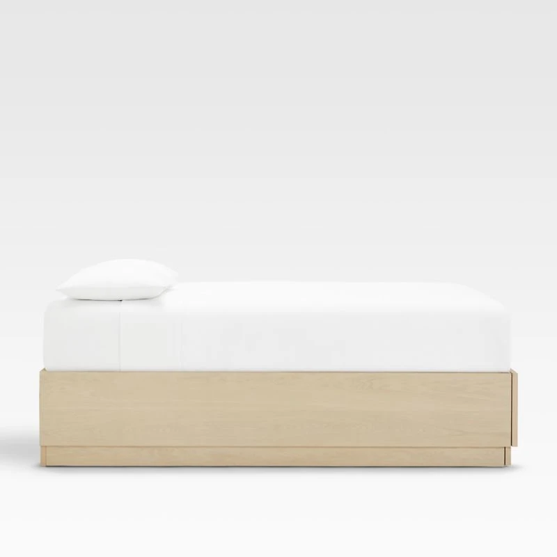 Batten White Oak Queen Storage Bed Plinth-Base