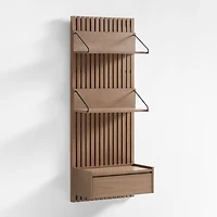 Batten Brown Oak Panel and Floating Drawer Set
