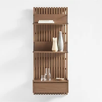 Batten Brown Oak Panel and Floating Drawer Set