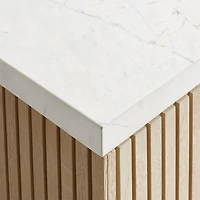 Batten 72" White Marble Top and Oak Wood Double Sink Floating Vanity