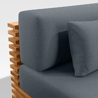 Batten Natural Teak Outdoor Armless Chair with Canvas Haze Blue Sunbrella ® Cushions