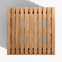 Batten Natural Teak Outdoor Umbrella Holder Side Table with Umbrella Base