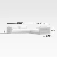 Batten Natural Teak 5-Piece L-Shaped Outdoor Sectional Sofa with Corner Coffee Table & Canvas Black Sunbrella ® Cushions