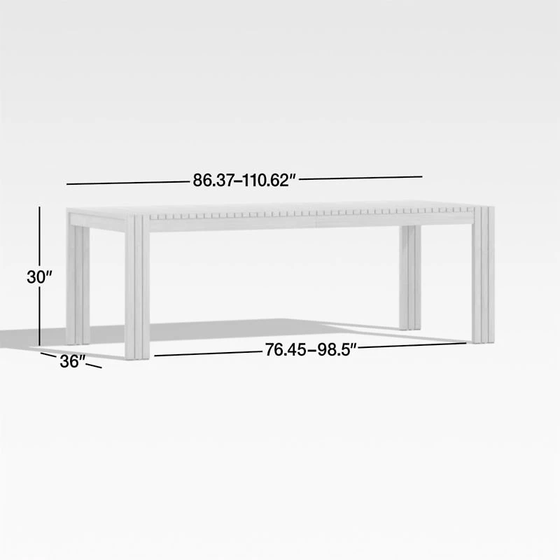 Batten 86"-110" Natural Teak Extendable Outdoor Dining Table