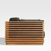 Batten 83" Natural Teak Outdoor Loveseat with Charcoal Cushions