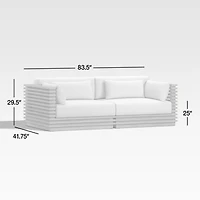 Batten 83" Natural Teak Outdoor Loveseat with Charcoal Cushions