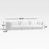 Batten 120" Natural Teak Outdoor Sofa with Canvas Black Sunbrella ® Cushions