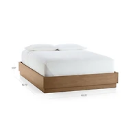 Batten Brown Oak Queen Plinth-Base Bed