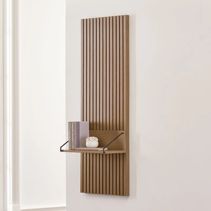 Batten Brown Oak Reversible Storage Wall Shelf