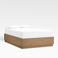 Batten Brown Oak Queen Plinth-Base Storage Bed