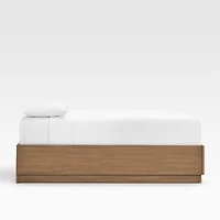 Batten Brown Oak Queen Plinth-Base Storage Bed