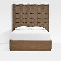 Batten Brown Oak Queen Plinth-Base Storage Bed and Panels