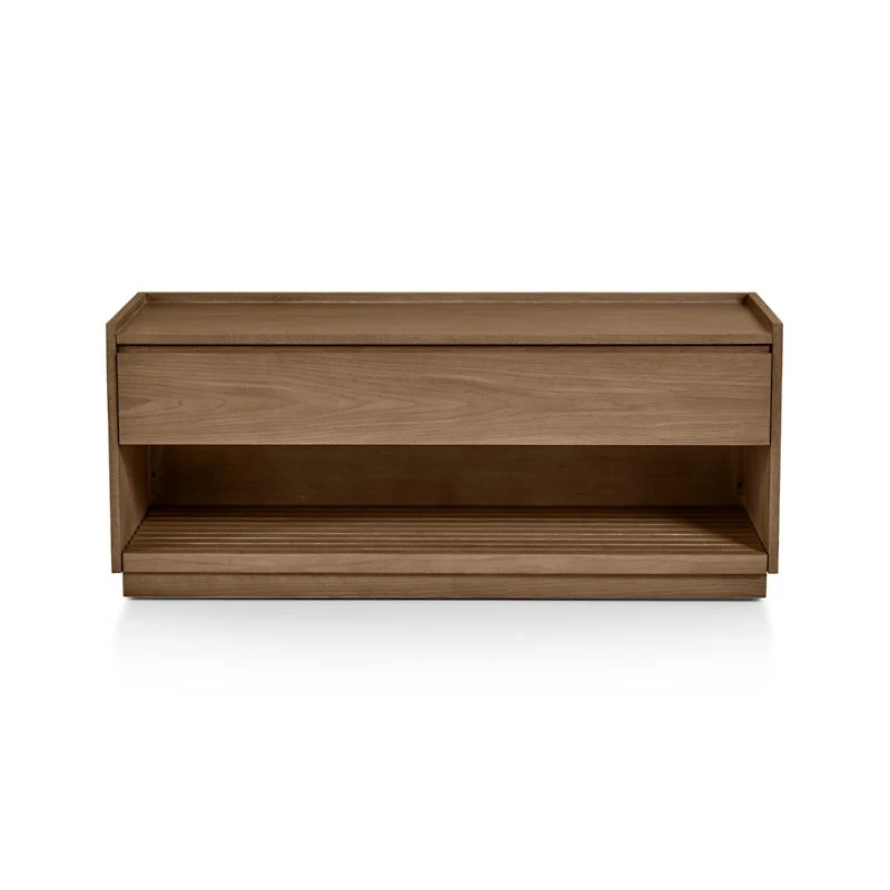 Batten Brown Oak Storage Bench