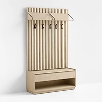 Batten 47.5" White Oak Storage Bench and Panel Set with Reversible Shelf