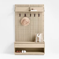 Batten 47.5" White Oak Storage Bench and Panel Set with Reversible Shelf