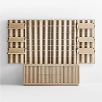 Batten White Oak Storage Media Console Set with 5 Panels and Reversible Shelves