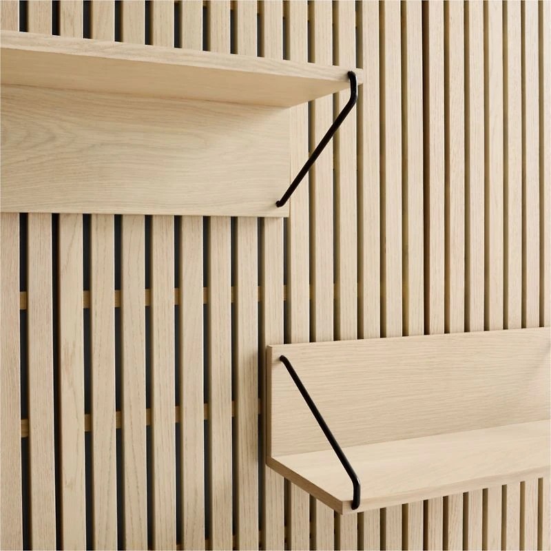 Batten White Oak Storage Media Console Set with 5 Panels and Reversible Shelves