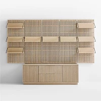 Batten White Oak Storage Media Console Set with 5 Panels and Reversible Shelves