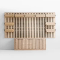 Batten White Oak Storage Media Console Set with 5 Panels and Reversible Shelves