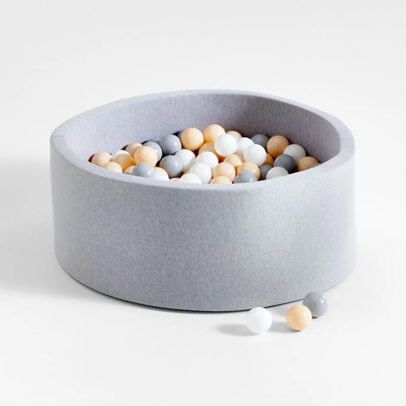 Baby and Toddler Light Grey Pop-Up Ball Pit with Neutral Balls