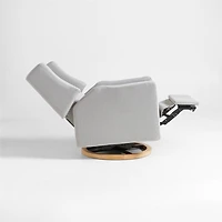 Babyletto Kiwi Grey Nursery Power Glider Recliner Chair with Natural Wood Base
