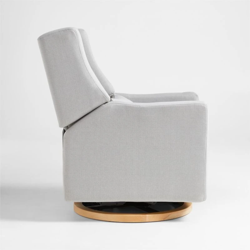 Babyletto Kiwi Grey Nursery Power Glider Recliner Chair with Natural Wood Base