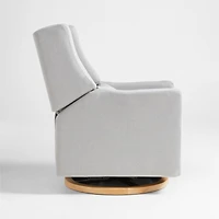 Babyletto Kiwi Grey Nursery Power Glider Recliner Chair with Natural Wood Base