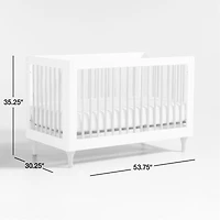 Babyletto Lolly White & Natural Wood 3-in-1 Convertible Baby Crib with Toddler Bed Conversion Kit