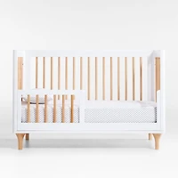 Babyletto Lolly White & Natural Wood 3-in-1 Convertible Baby Crib with Toddler Bed Conversion Kit
