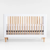 Babyletto Lolly White & Natural Wood 3-in-1 Convertible Baby Crib with Toddler Bed Conversion Kit
