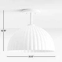 Bea White Scalloped Ceramic 15" Kids Flush Mount Ceiling Light