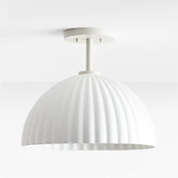 Bea White Scalloped Ceramic 15" Kids Flush Mount Ceiling Light