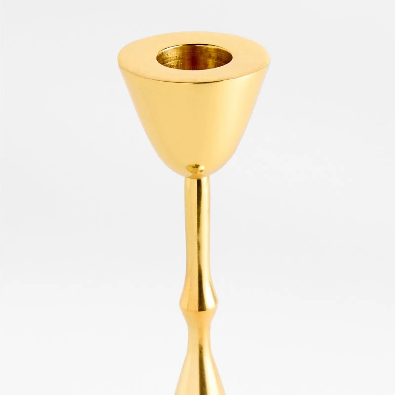 Beaded Small Polished Brass Finish Metal Taper Holder 10.5"