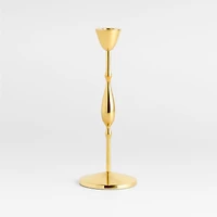 Beaded Small Polished Brass Finish Metal Taper Holder 10.5"