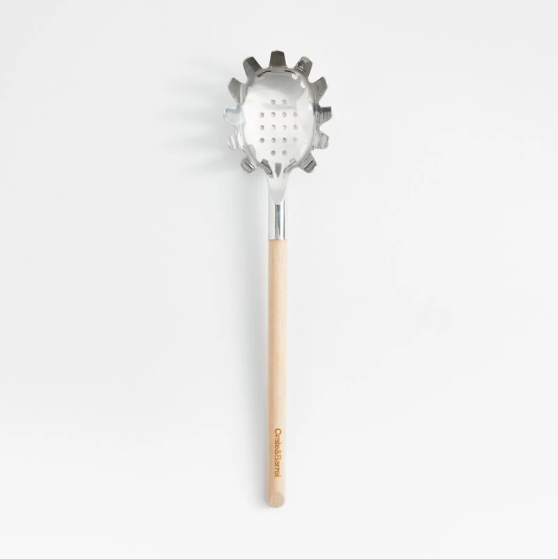Crate & Barrel Beechwood and Stainless Steel Pasta Spoon