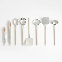 Crate & Barrel Beechwood and Stainless Ladle
